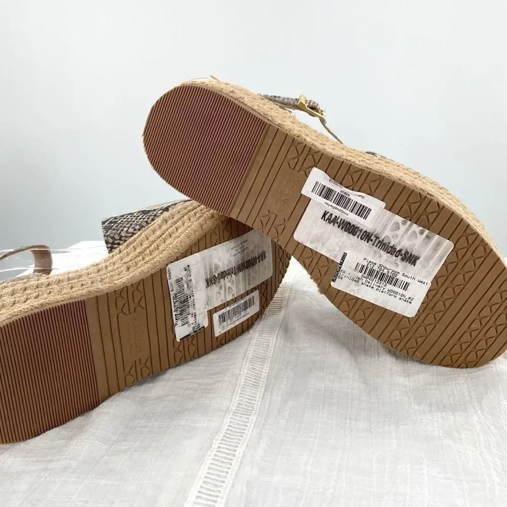 NWT KAANAS Women's Trinidad Espadrille Platofrm Wedge Ankle Strap Sandal Size 7